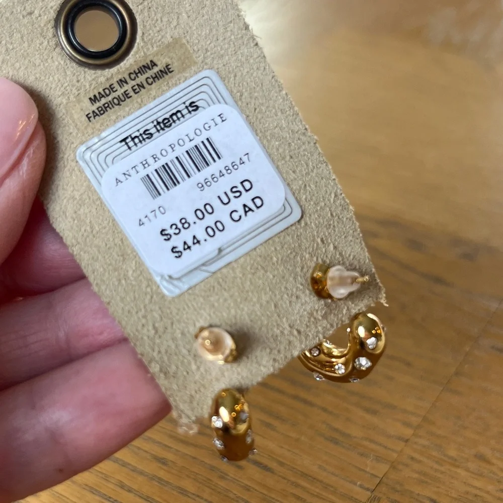 Anthropologie Shiny Gold Earrings